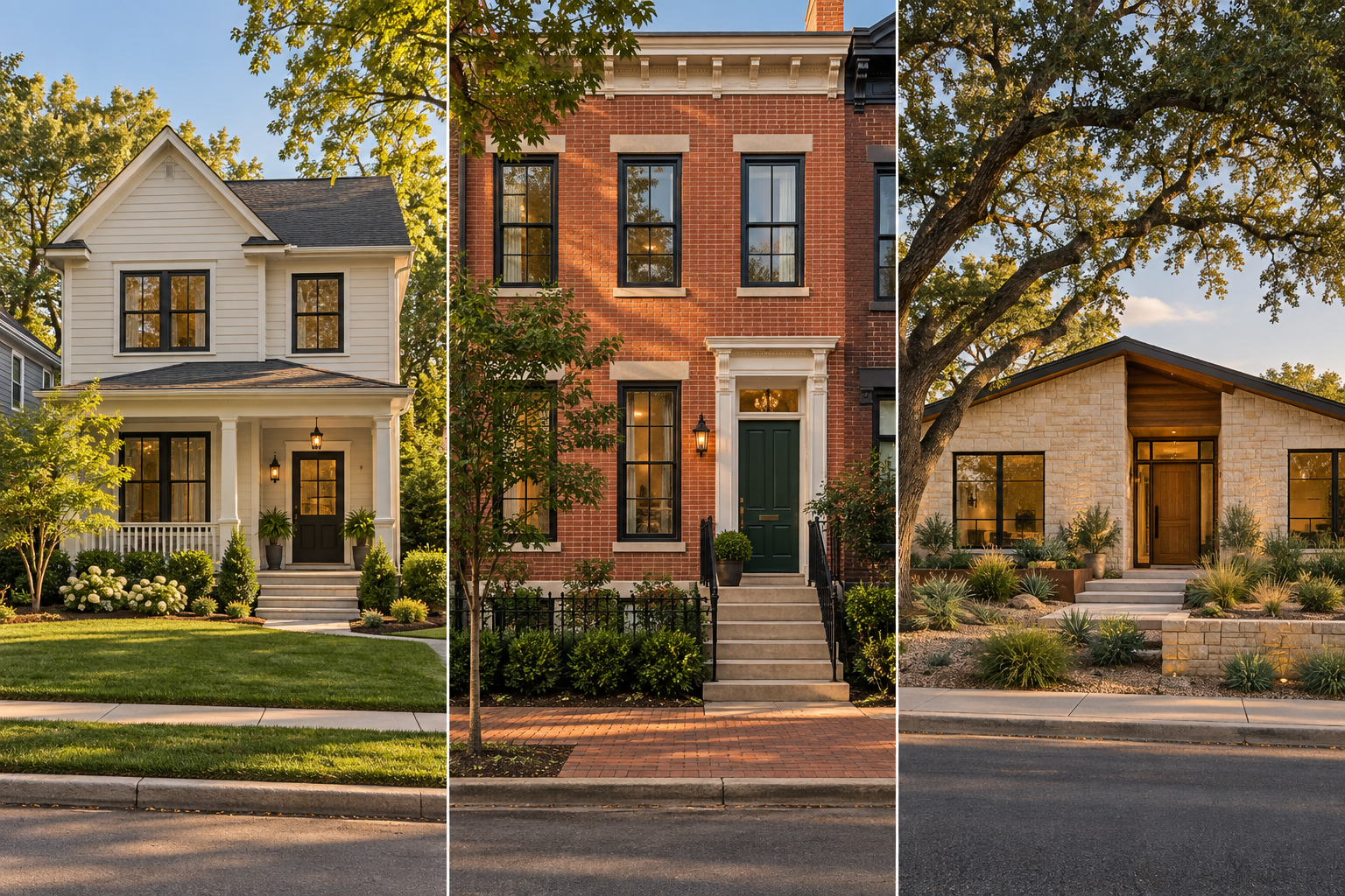 Illustrative renovated clapboard house